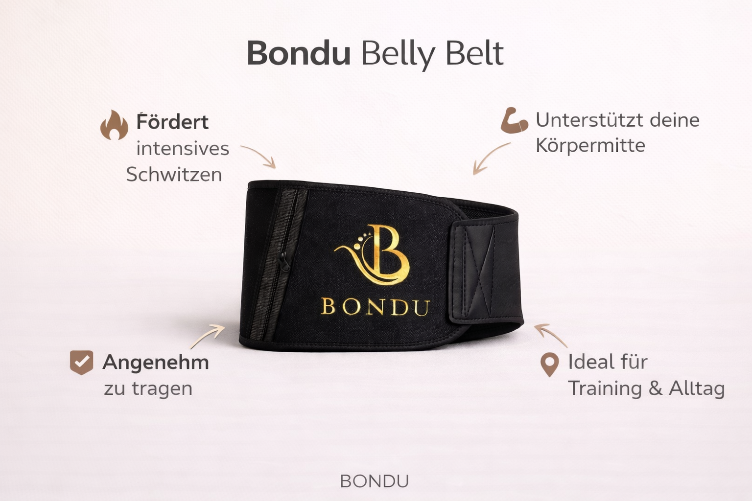 BONDU Bauchband aus Neopren – Trainingsgürtel mit Sauna-Effekt