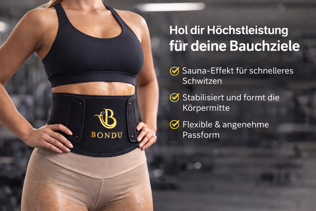 BONDU Bauchband aus Neopren – Trainingsgürtel mit Sauna-Effekt