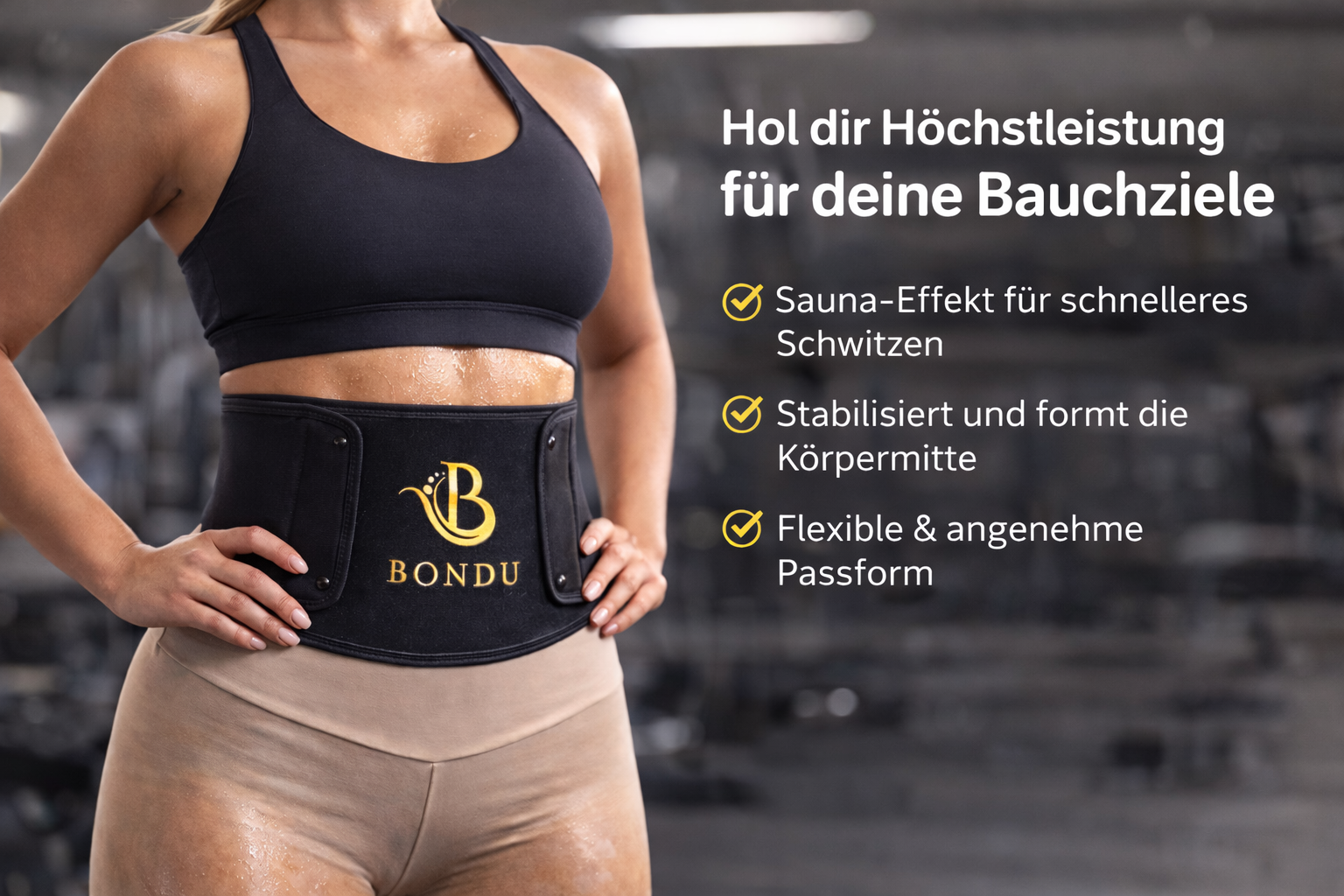 BONDU Bauchband aus Neopren – Trainingsgürtel mit Sauna-Effekt