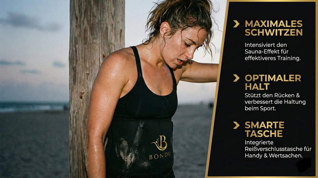 BONDU Bauchband aus Neopren – Trainingsgürtel mit Sauna-Effekt